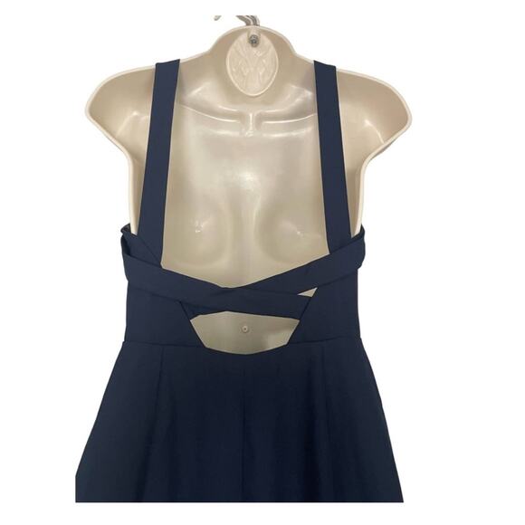 NWT Dessy Collection Vivian Diamond Crepe Halter Trumpet Gown Midnight Navy Sz 2 - Picture 6 of 12